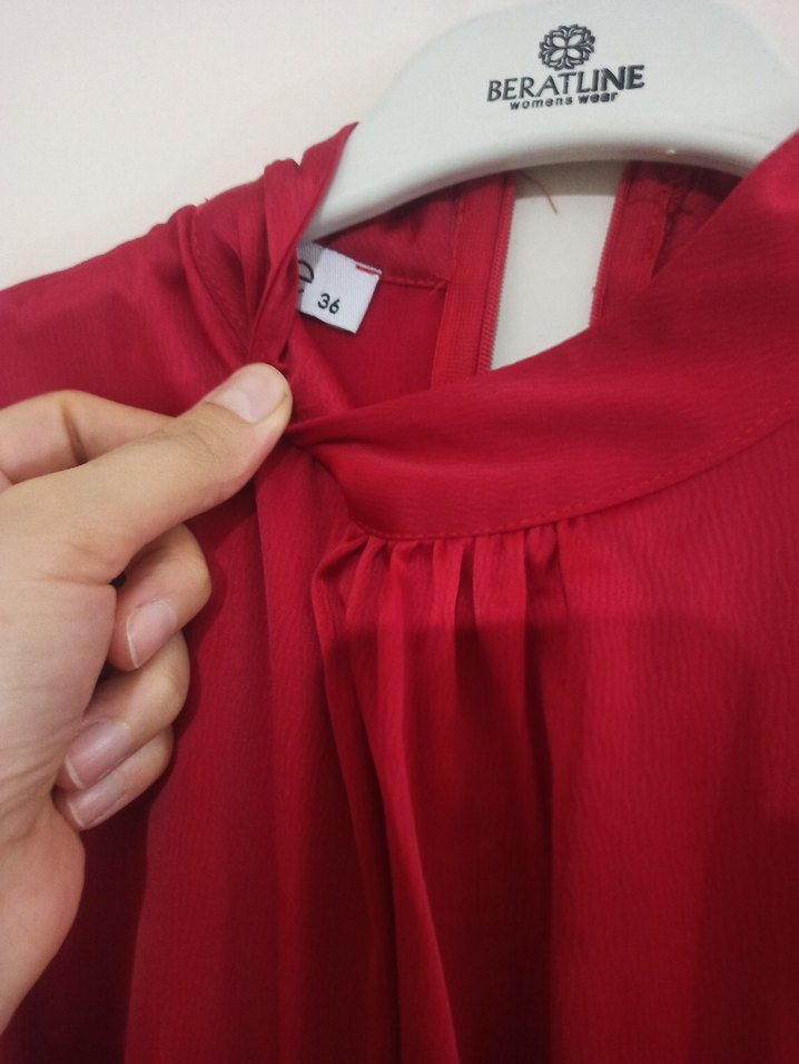 Bordo Uzun Kollu Drape Detaylı Uzun Elbise - Görsel 5