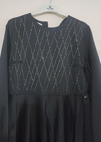 Uzun Siyah taşlı Gotik Elbise - Görsel 3