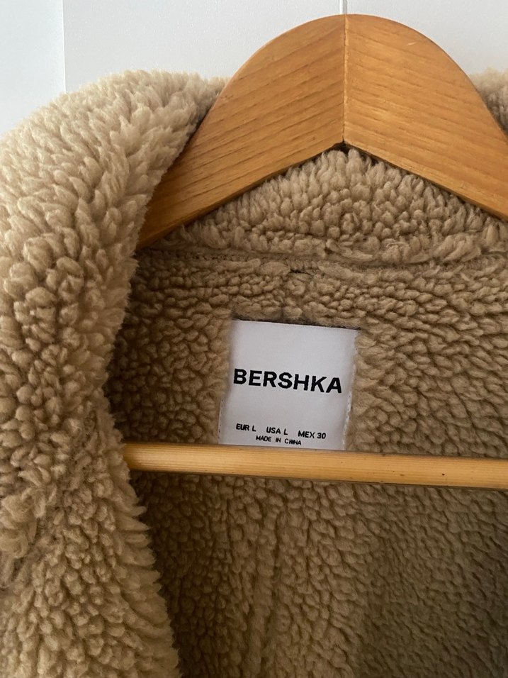 Bershka Kahverengi Kürklü Deri Biker Ceket - Görsel 3