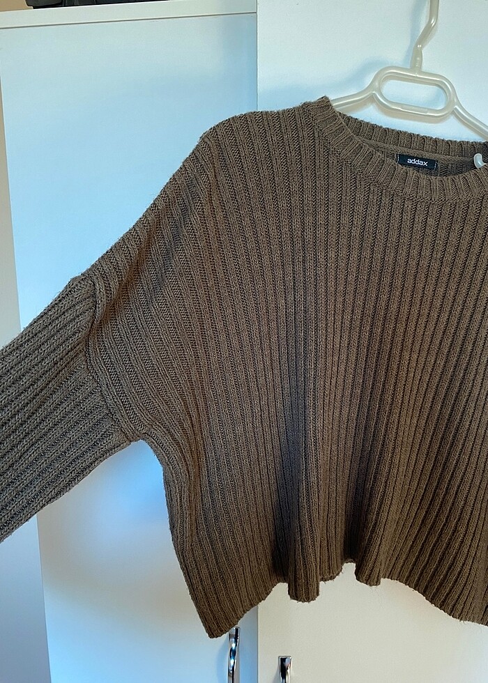 Kahverengi Crop Kazak - Görsel 2