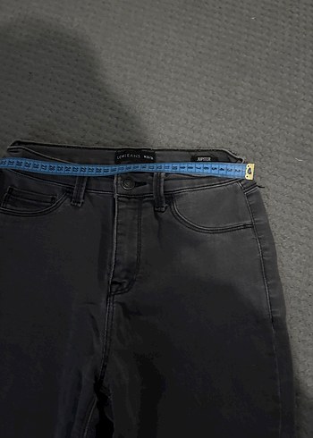 36 Beden gri Renk Gri Midi Kot Pantolon Kemerli Dar Kesim