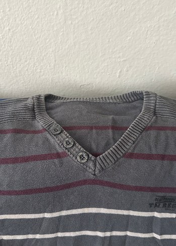 Gri V Yaka Erkek Triko Kazak - Görsel 4