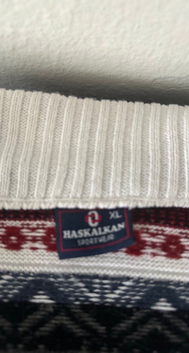 Erkek Beyaz Örgü Yaka Detaylı Kazak - Görsel 2