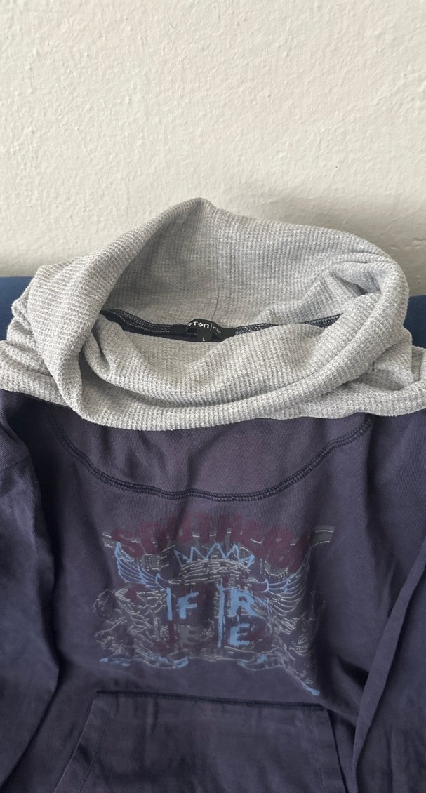 Gri Yüksek Yakalı Uzun Kollu Baskılı Sweatshirt - Görsel 4