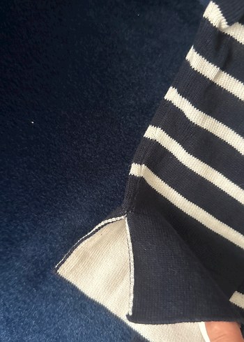 Kadın Lacivert Çizgili Tekne Yaka Kazak - Görsel 5