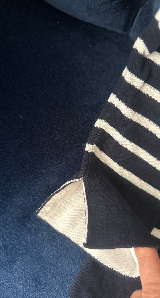 Kadın Lacivert Çizgili Tekne Yaka Kazak - Görsel 5