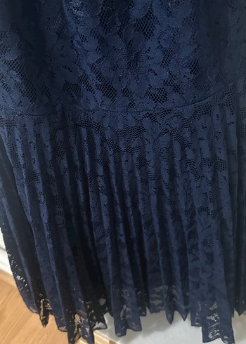Lacivert Dantel Midi Abiye Elbise - Görsel 3