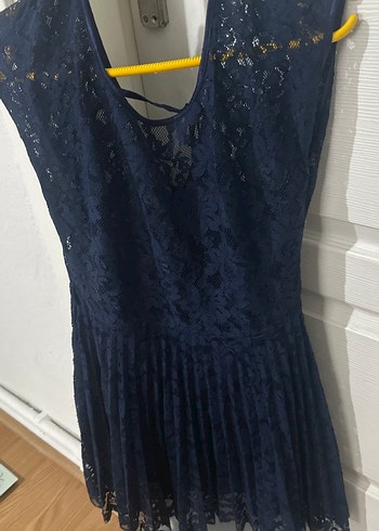 Lacivert Dantel Midi Abiye Elbise - Görsel 4