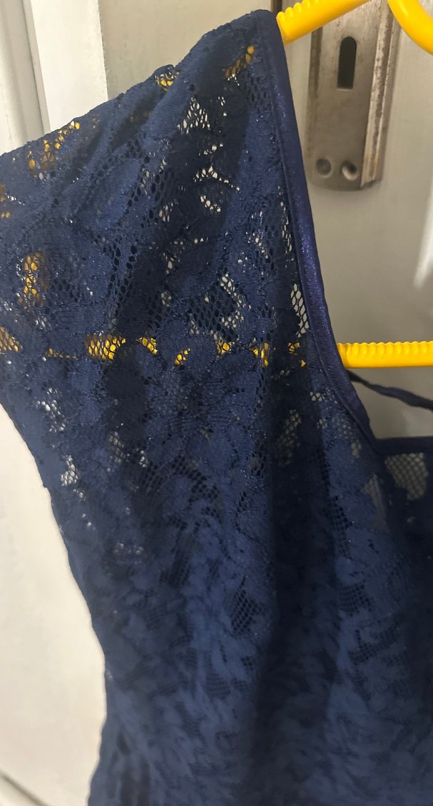 Lacivert Dantel Midi Abiye Elbise - Görsel 2