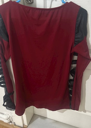 Bordo Gotik Uzun Kollu Kadın Bluz - Görsel 6