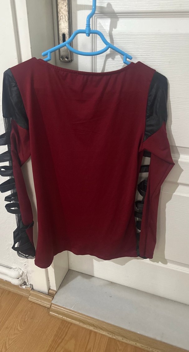 Bordo Gotik Uzun Kollu Kadın Bluz - Görsel 5