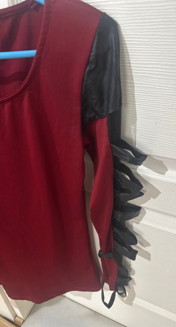 Bordo Gotik Uzun Kollu Kadın Bluz - Görsel 2