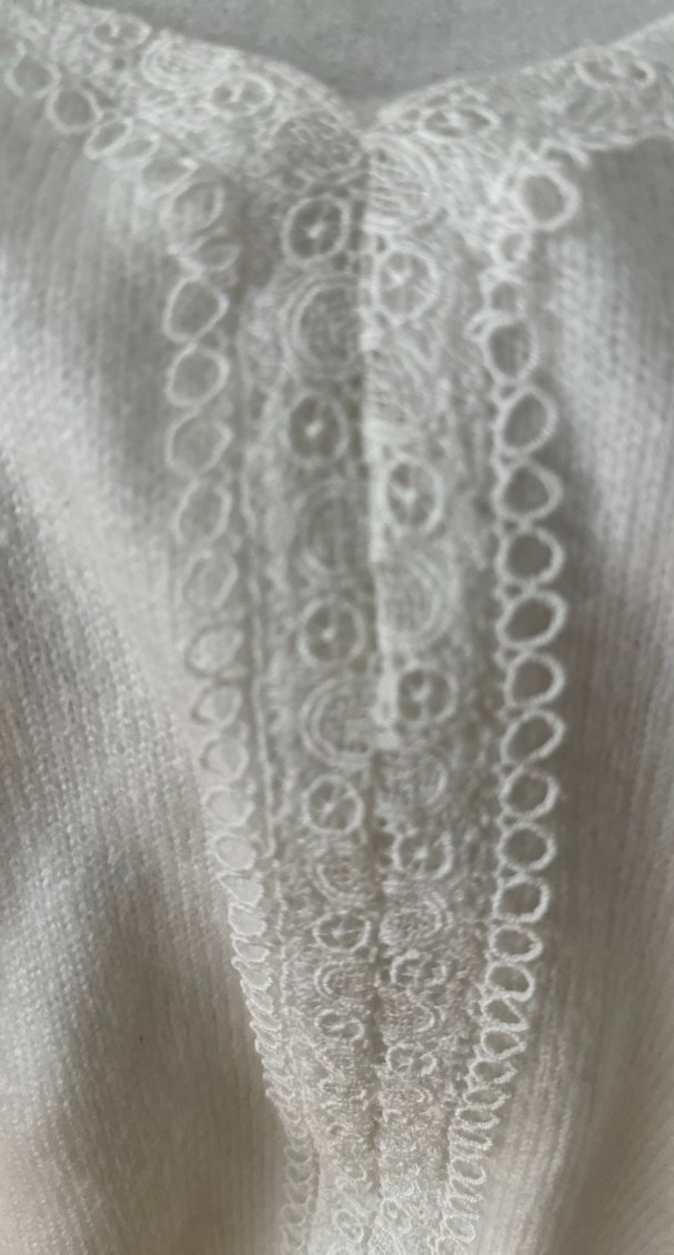 V Yaka Beyaz Örgü Kadın Kazak - Görsel 4