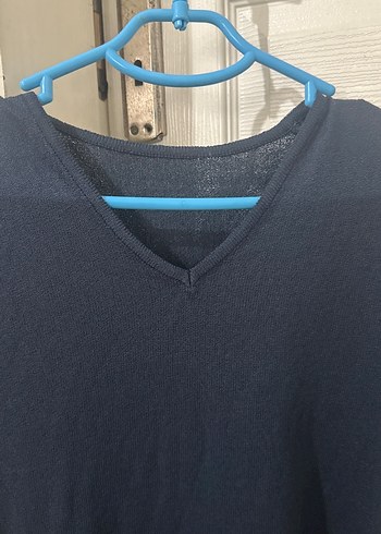 Kadın Lacivert V Yaka Kısa Kollu Tişört - Görsel 6
