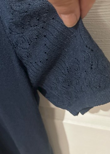 Kadın Lacivert V Yaka Kısa Kollu Tişört - Görsel 3