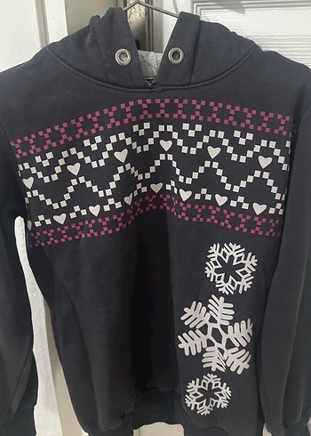 KadınKapüşonlu Desenli Sweatshirt - Görsel 2