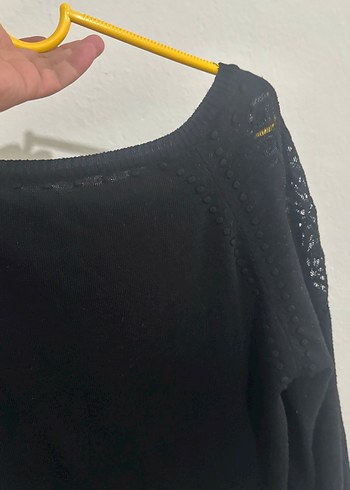 Siyah Kadın Uzun Kollu Salaş Kazak - Görsel 6