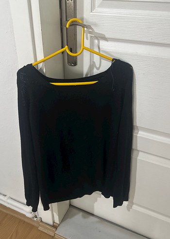 Siyah Kadın Uzun Kollu Salaş Kazak - Görsel 5