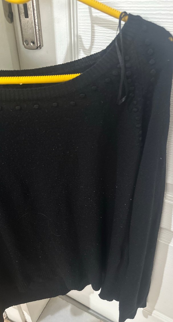 Siyah Kadın Uzun Kollu Salaş Kazak - Görsel 2