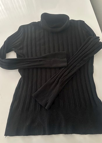 Diğer Siyah Fitilli Turtleneck Triko Kazak