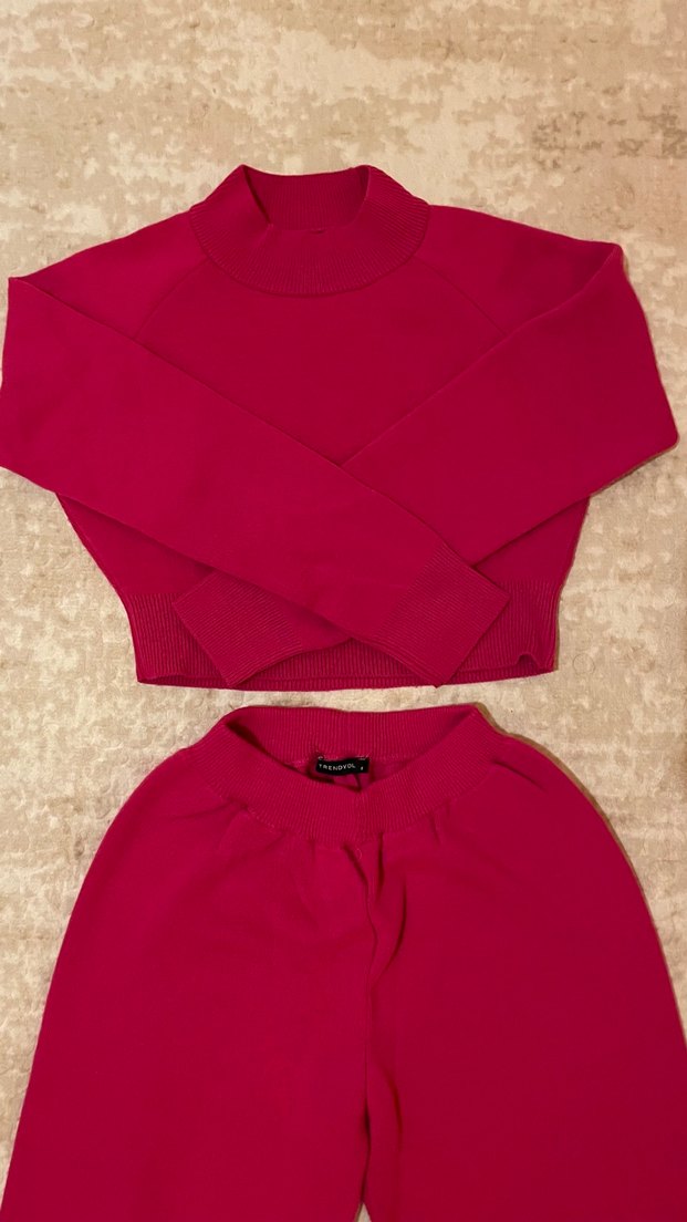 Pembe Kadın triko alt üst takım - Görsel 2