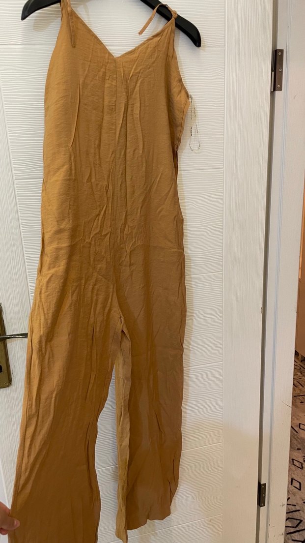 Camel rengi Keten Salaş  tulum - Görsel 2