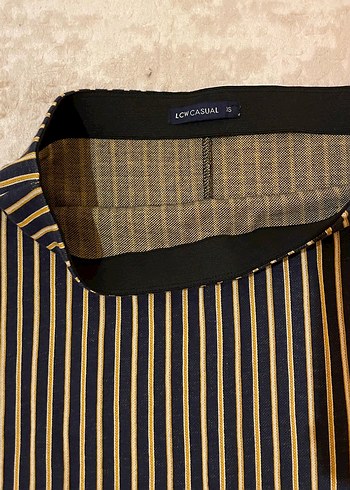 Sarı ve lacivert Çizgili kalem etek - Görsel 2