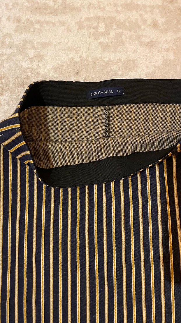 Sarı ve lacivert Çizgili kalem etek - Görsel 2