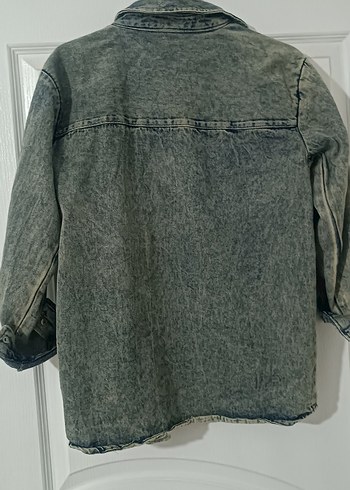 Düğmeli Kadın Denim kot Ceket - Görsel 3