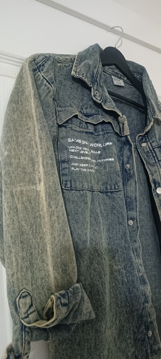 Düğmeli Kadın Denim kot Ceket - Görsel 4