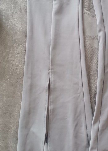 Bej Midi Kumaş Pantolon, Yırtmaçlı, Regular Fit - Görsel 2