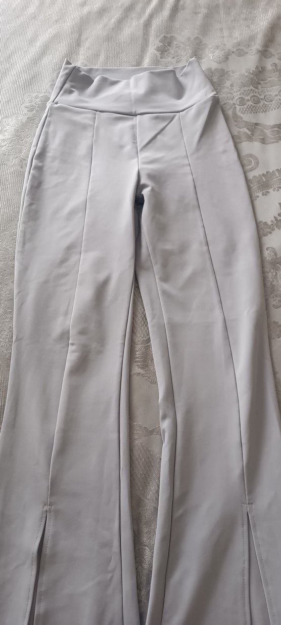 Bej Midi Kumaş Pantolon, Yırtmaçlı, Regular Fit - Görsel 3