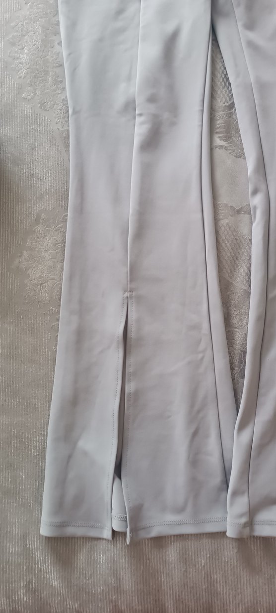 Bej Midi Kumaş Pantolon, Yırtmaçlı, Regular Fit - Görsel 2