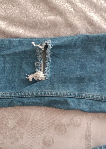 Kadın Mavi Kot Pantolon, Kemerli, Midi Boy - Görsel 2