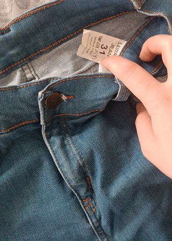 Kadın Mavi Kot Pantolon, Kemerli, Midi Boy - Görsel 5