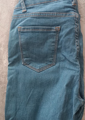 Kadın Mavi Kot Pantolon, Kemerli, Midi Boy - Görsel 4