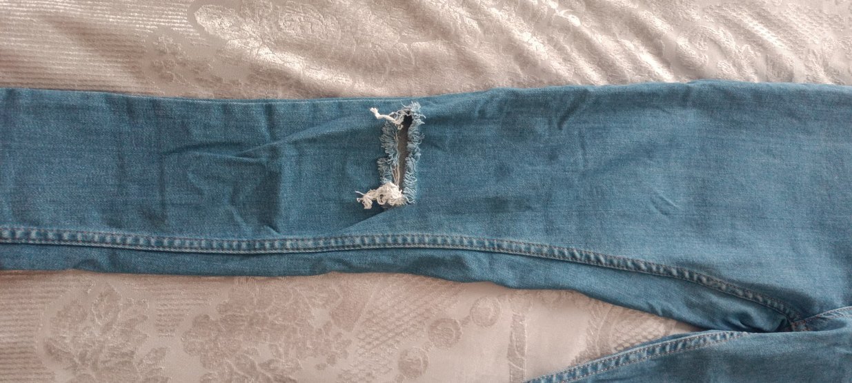 Kadın Mavi Kot Pantolon, Kemerli, Midi Boy - Görsel 2