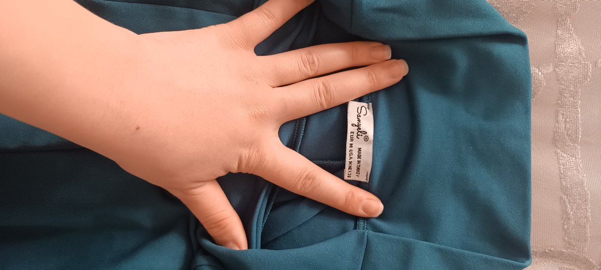 Kadın Turkuaz Midi Drapeli Kumaş Pantolon - Görsel 3