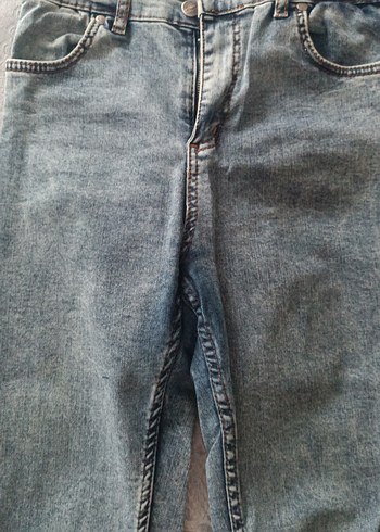 Gri Düğmeli Midi Boy Sıkı Kadın Kot Pantolon - Görsel 2