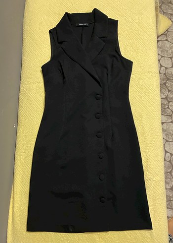 Siyah Düğmeli Kolsuz Midi Yelek elbise - Görsel 3