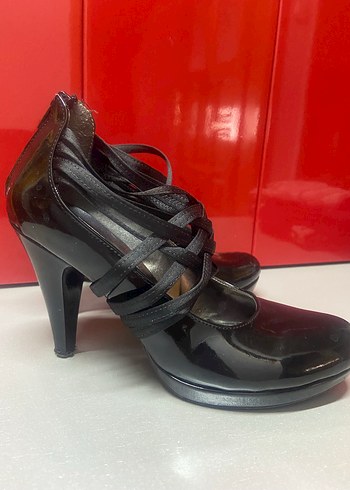 37 Beden siyah Renk Siyah Bantlı Stiletto Topuklu Ayakkabı