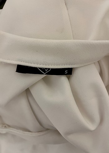 Beyaz Drapeli Uzun Kadın Kalem Elbise - Görsel 4