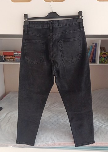 siyah Kadın Bol Kesim Midi Kot Pantolon - Görsel 3