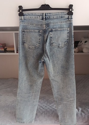 mavi Bol Kesim Midi Boy Kadın Kot Pantolon - Görsel 3