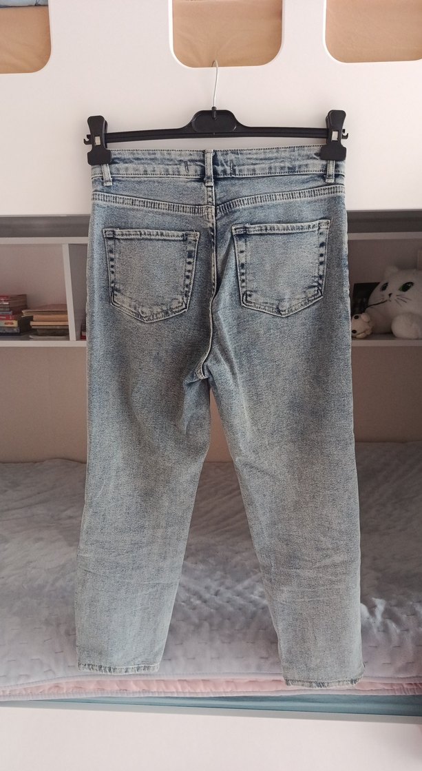 mavi Bol Kesim Midi Boy Kadın Kot Pantolon - Görsel 3