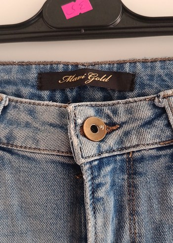 Kadın Mavi Bol Kesim Midi Denim Pantolon - Görsel 2
