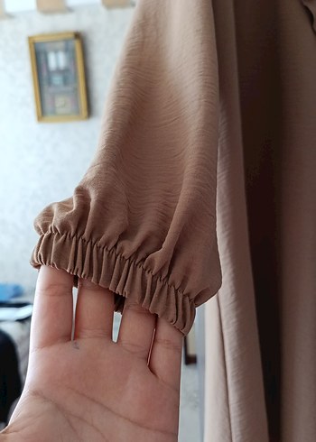 Bej Uzun Kollu Fırfırlı Kadın Tunik - Görsel 5