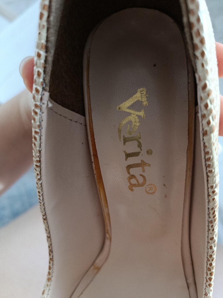 Bej Yılan Desenli Dantelli Stiletto - Görsel 4