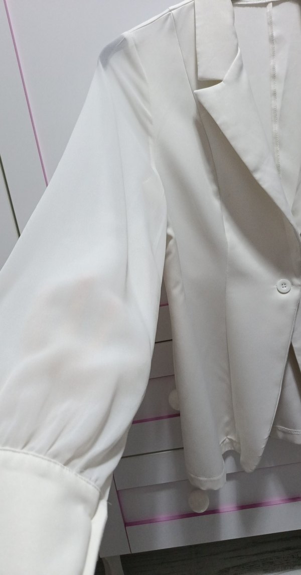 Düğmeli Beyaz Kadın Blazer Ceket - Görsel 3