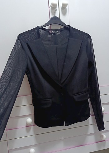 Düğmeli siyah Kadın Blazer - Görsel 2